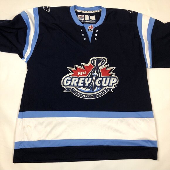 Reebok 2007 95th CFL Grey Cup Toronto Hockey Navy Blue Jersey Mens Size Large - Picture 4 of 16